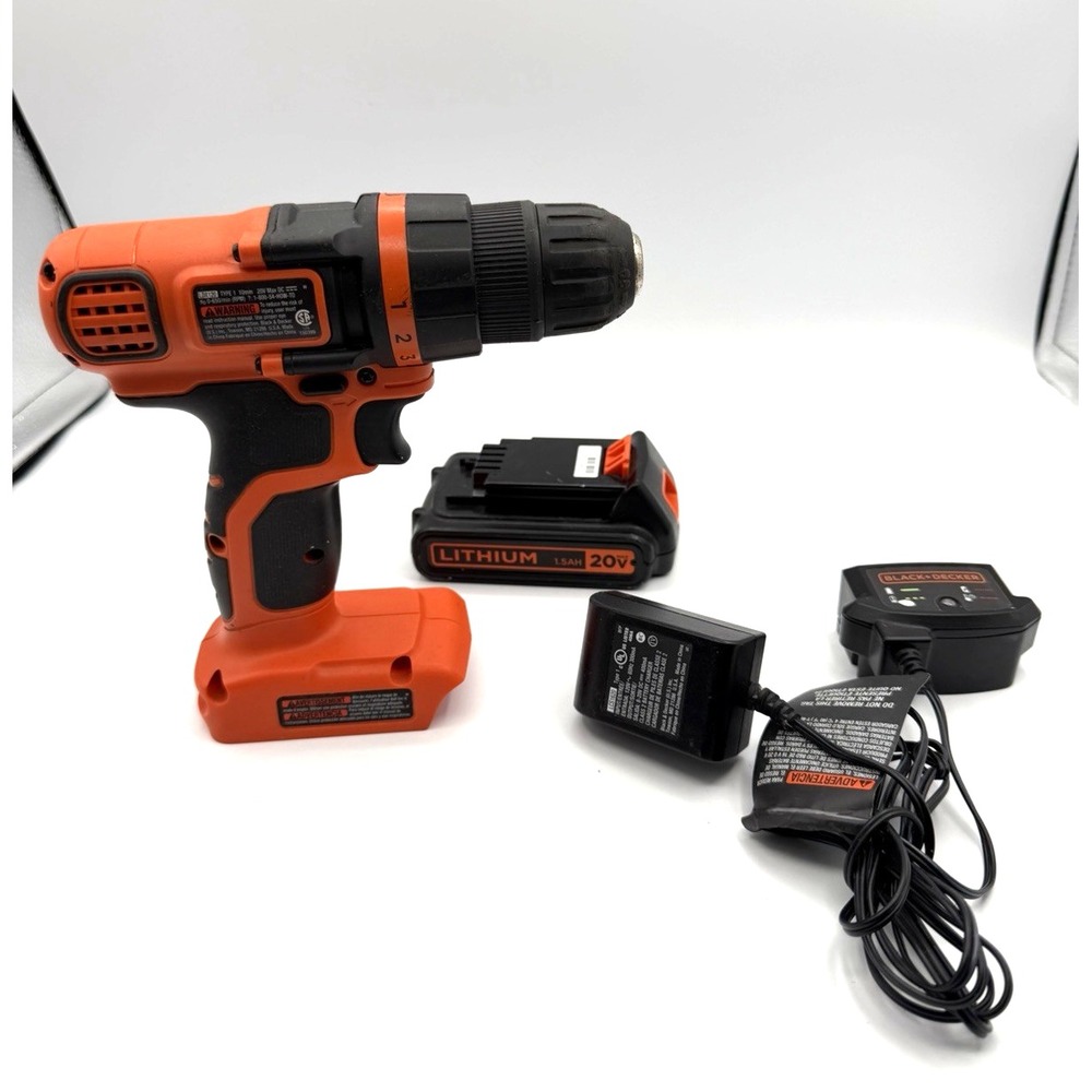 BLACK & DECKER LDX120 20V Cordless Drill Driver TOOL + Battery + Charger Bundle!